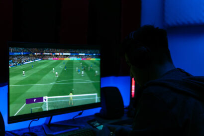 A man playing esoccer showing esoccer betting tips