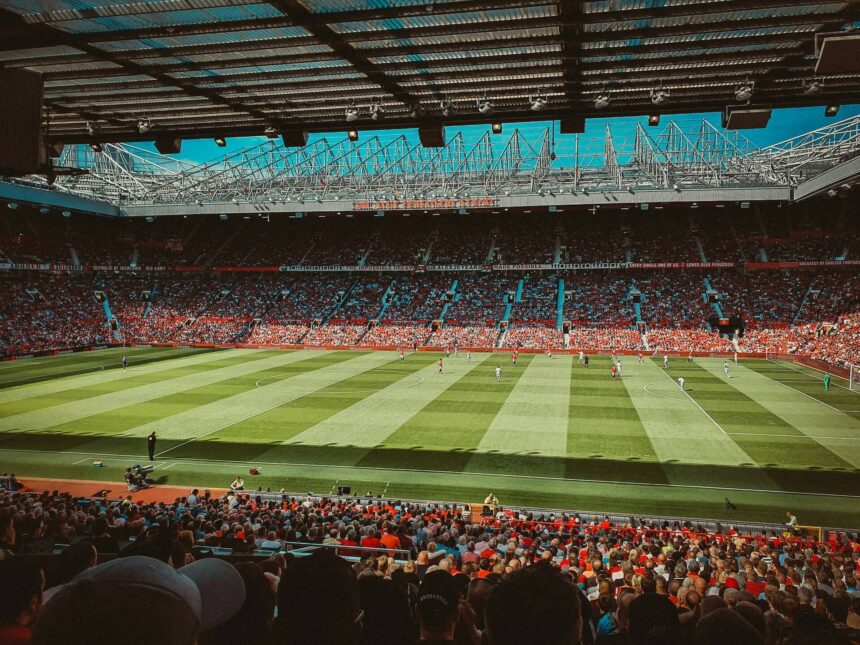 Inside the stadium during a match day at old trafford, one of the most iconic football stadiums in the world